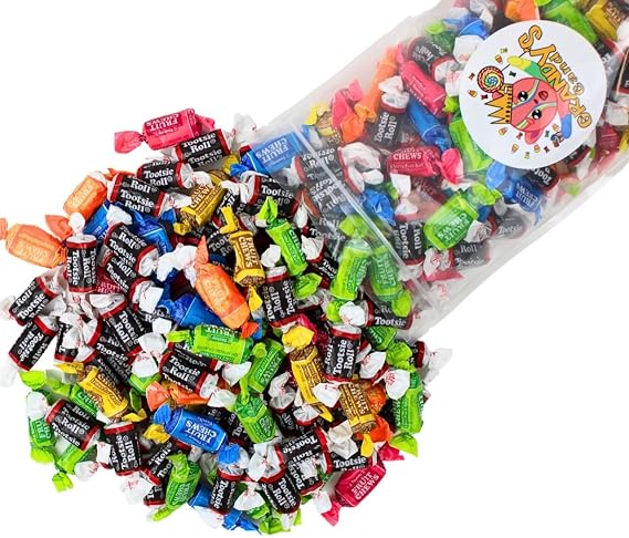 Mini Tootsie Roll Chews, Individually Wrapped, Bulk Candy, Assorted Mix (1 Pound)