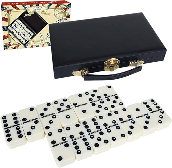 Gothink ポータブルダブル6ドミノセット 大人用 収納ボックス付き 28タイルドミノセット ホリデートラベルゲーム用 - クラシックな卓上ボードゲーム 丈夫で旅行にやさしく、見やすいタイル