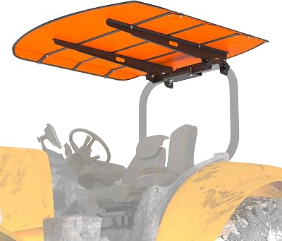 Orange Tractor Canopy for ROPS 53-38 x 53-38 Sunshade Roof for Lawn Mowers, Heavy-Duty Mounting Brackets, Non-Fading High-Density Thermoplastic Adds About 4 to Tractor Height