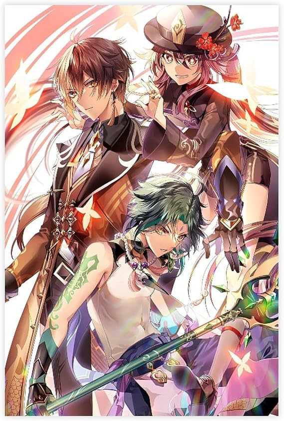 KSHTT Game Genshin Impact Zhongli Xiao Poster Canvas Poster Bedroom Decor Sports Landscape Office Room Decor Gift Unframe: Unframe:16x24inch(40x60cm)