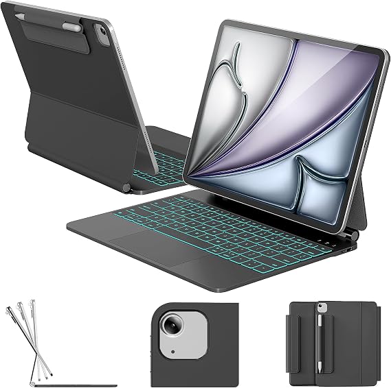 RAYMCRAFT for iPad Air 13 / Pro 12.9 Case Keyboard, Magnetic Floating Stand