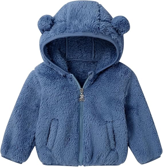 Baby Toddler Fleece Jacket with Hood Boys Girls Cute Bear Coats Hoodies