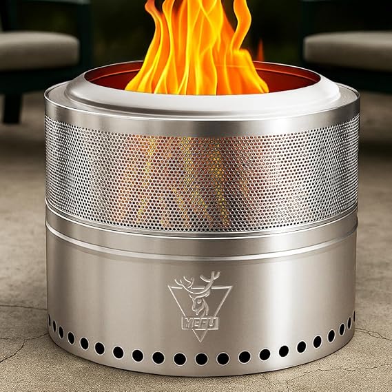 YEFU Folding Smokeless Fire Pit 20 Inch, Portable Firepit Outdoor
