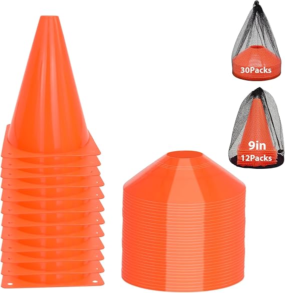 Soccer Cones Set, 84/42Pcs 7"/9" Cones Sports + Disc Cones, Cones for Sports with Carry Bag, Training Cones, Soccer Cones for Training, Plastic Soccer Cones for Drills