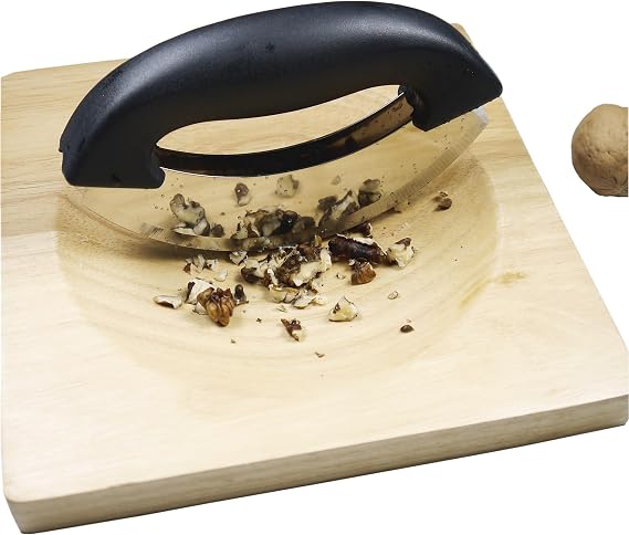 Mezzaluna chopper and Cutting Board Set- Rocker Knife for One Handed Cutting Board, Kale Vegetable Mincing Knives Slicer, Double Blade Mezzaluna Knife,Quick to Pre Salad Meal Chopped Salad Kit