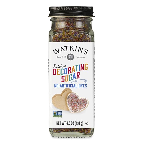 Watkins Rainbow Decorating Sugar (No Artificial Dyes), Non-GMO, Kosher, 4.6 Ounce, 1-Pack