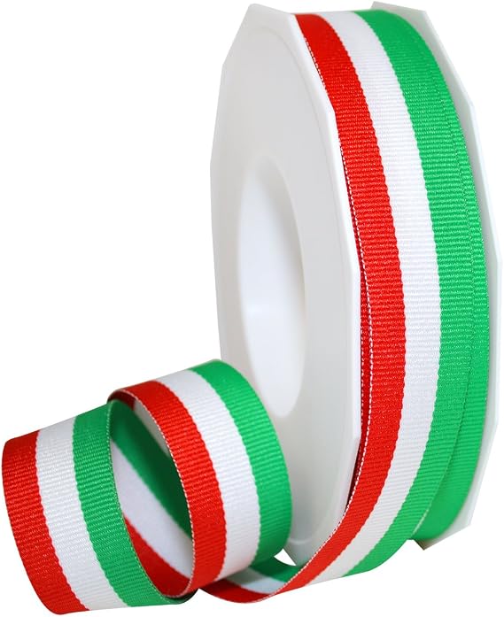 Morex Ribbon Striped Polyester Grosgrain Ribbon, Party Decorations, Gift Wrapping, Fun Patterns, 7/8" by 20 yd., Italian