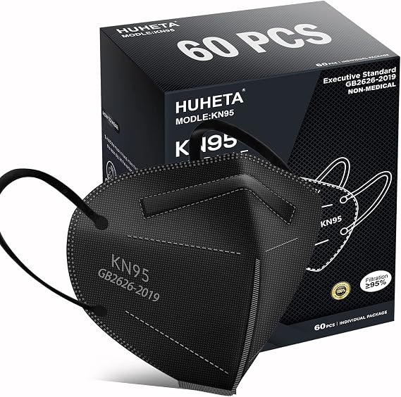 HUHETA KN95 Mask, 5 Ply Protective Dispoasable Masks Filter Efficiency95%