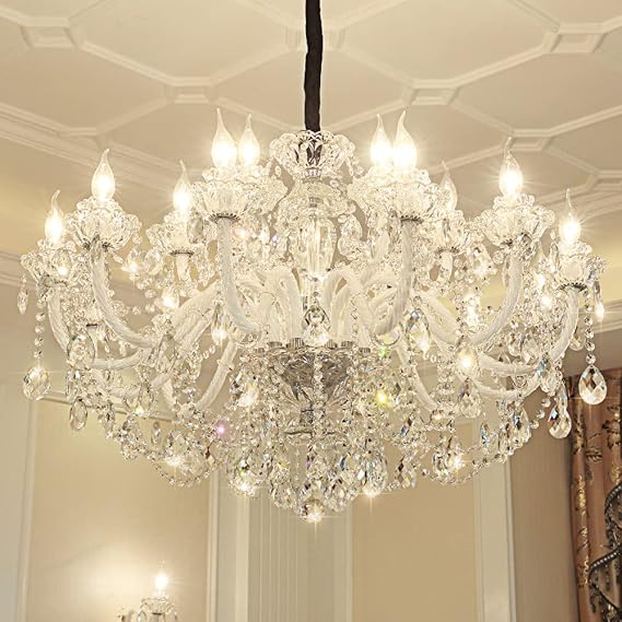 Luxury Crystal Chandeliers 18 Lights Raindrop Chandelier Lighting Large Chandeliers for Living Room Dining Room Bedroom Island Hallway or Entrance (19-Lights) (Blue)