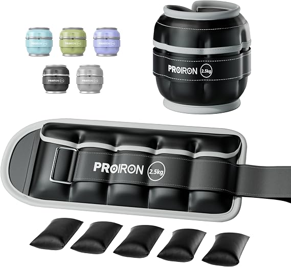 PROIRON Adjustable Ankle Weights, Leg Weights for Men, Ankle Weights 5lb Set of 2, Durable PU Leather, Ankle and Wrist Weights, 1-5 lbs Adjustable Per Ankle