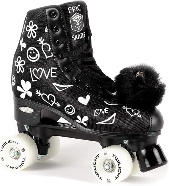 Epic Skates Epic Skates Womens Luv Quad Roller Skates, Black/White