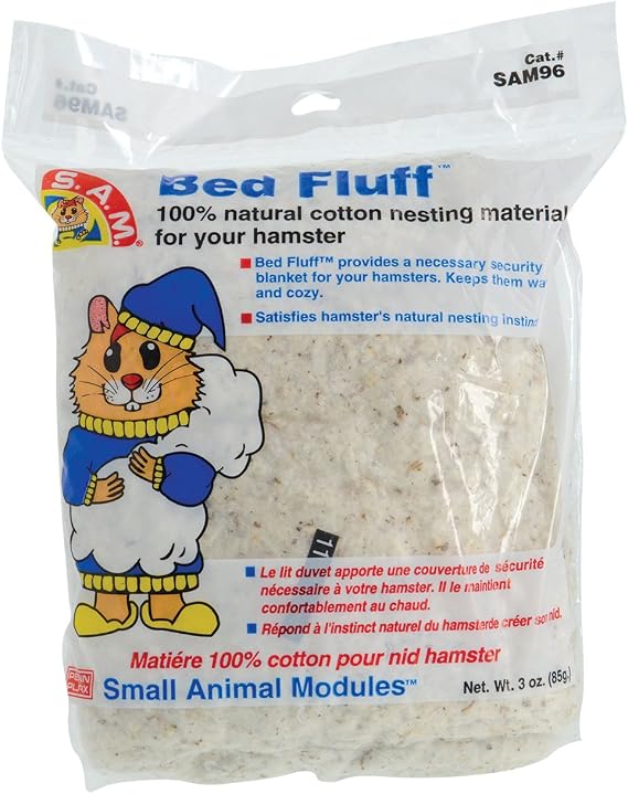 Penn-Plax Bed Fluff- Natural Animal Bedding - 100% Cotton Nesting Material - for Hamsters and Small Animals - 3 Ounces