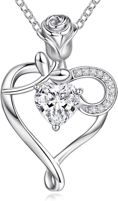 925 Sterling Silver Heart Necklace Birthstone Necklaces for Women