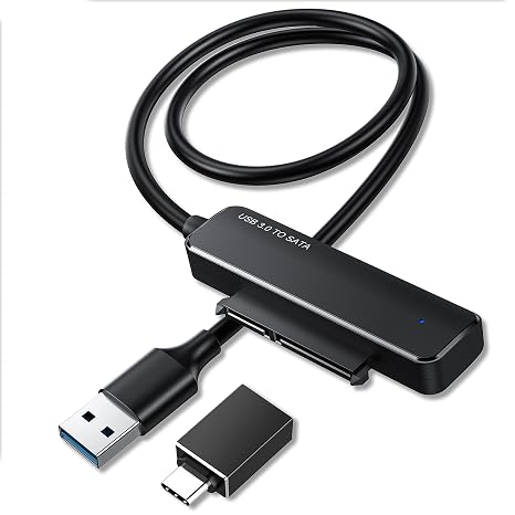 USB 3.0 SATA III Hard Drive Adapter Cable (2 ft) SATA to USB Adapter Cable for 2.5 inch SSD & HDD, Support UASP, with USB C Adapter...