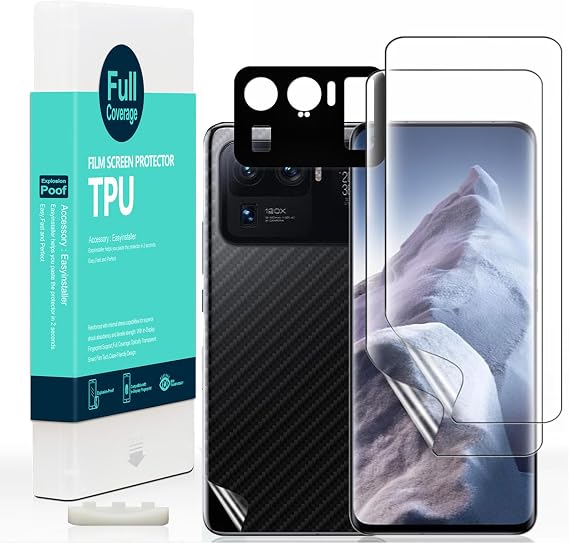 Ibywind 2 Pcs Screen Protector For Xiaomi 11 Ultra(5G/4G) 6.81",Flexible TPU Film,With 1Pc Camera Lens Protector,1Pc Back Film,Bubble Free[Easy to install]