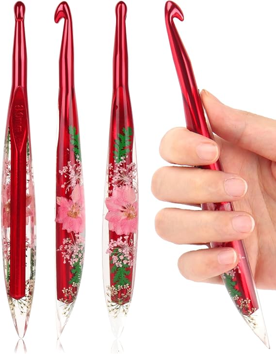 Coopay Crochet Hooks, 8mm Ergonomic Crochet Hook with Floral Plastic Grips