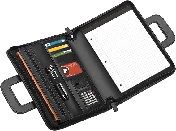 Office Depot Brand Padfolio with Flap Pockets & Sliding Handles, 11" x 14", Black