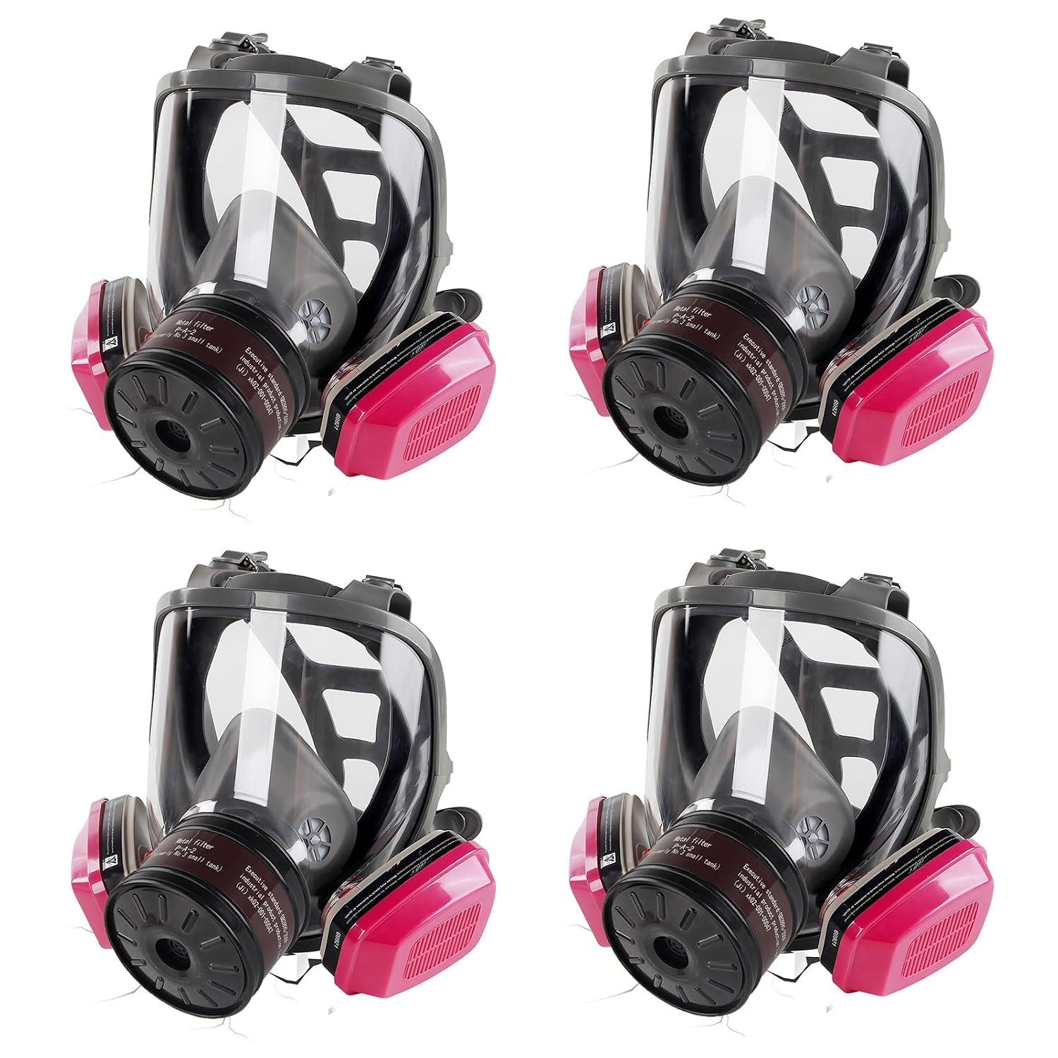 Gas Mask Respirator 4 Pack: Full Face Gas Masks Survival Nuclear and Chemical Reusable Respirator Mask with Filters 60921 & Activated Carbon 40mm Filter for Painting Mold Dust Epoxy Resin Welding