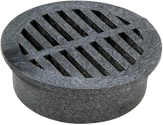 NDS 11, 4 in. Round Grate Drain Cover, Connects to 4 Inch Drain Pipes & Fittings, for Small Lawns, Landscaping and Patios, Black Plastic