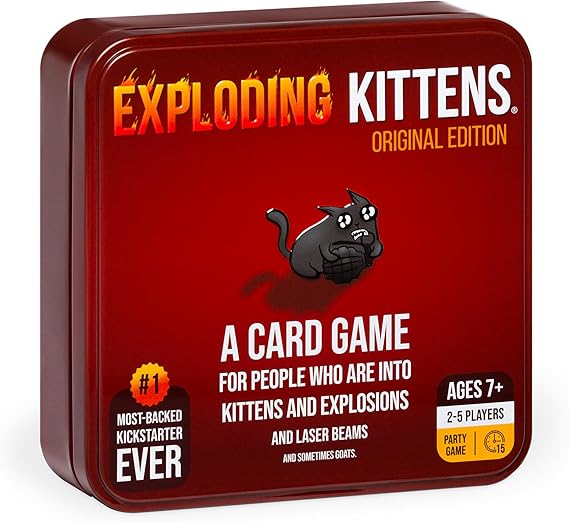 Exploding Kittens Original Edition Collector's Tin - Fun and Hilarious Card Game for Kids and Adults - Party Family Game - Perfect for Nights and Parties - Includes 56 Cards