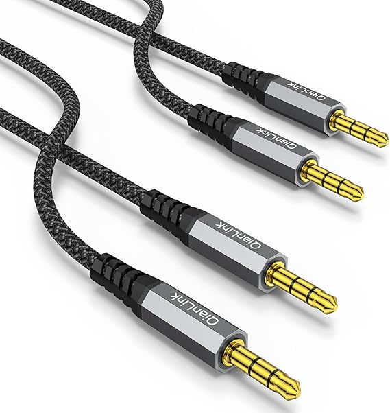 2 Pack AUX Cable,Auxiliary Cable(1.6ft/0.5m, Hi-Fi Sound)3.5mm TRS Auxiliary Audio Cable Nylon Braided Aux Cord Compatible with Car,Home Stereos,Speaker,iPod iPad,Headphones,Sony,Echo Dot,Beats(Grey)