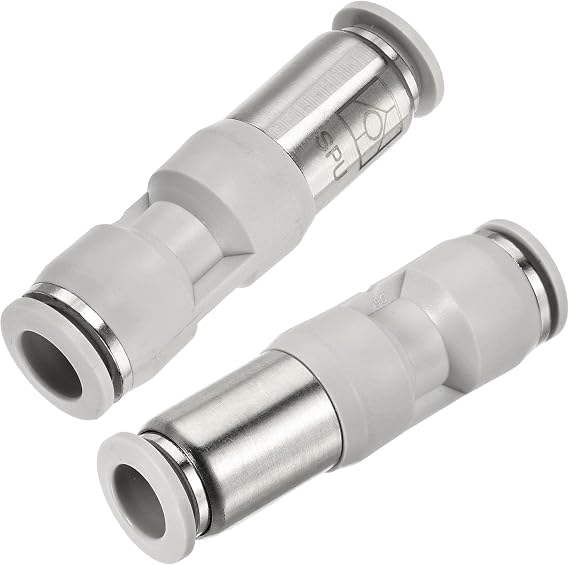 2PCS Pneumatic Check Valve, 6mm Inner Dia. Non Return Check Valve, Straight One Way Valve Push to Connect Quick Connector for Vacuum Air Compressor Pump