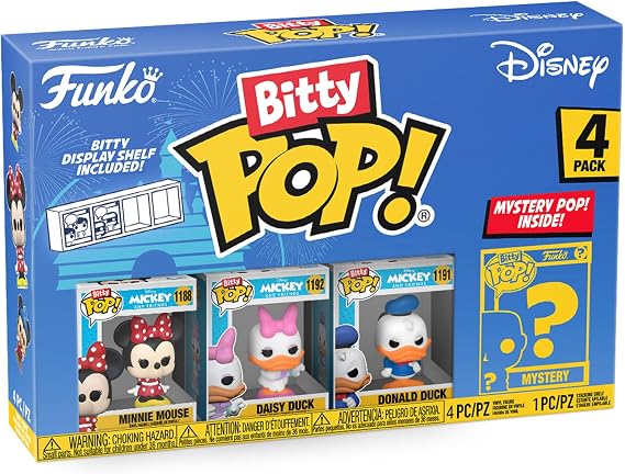 Funko Bitty Pop! Disney – Minnie Mouse (Red Dress), Papatya Ördeği, Donald Duck ve Sürpriz Mini Gizem Figürine – 2,2 cm Koleksiyonluk – İstiflenebilir raf dahil, hediye fikri