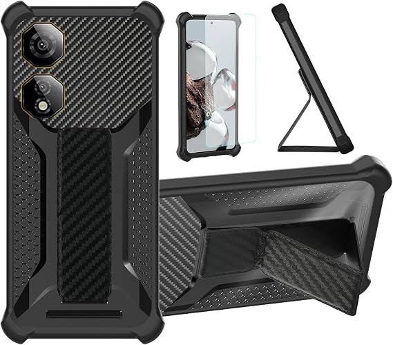 Aroepurt Case Compatible for Nubia Neo 2 5G Phone Case Stand Cover [with Tempered Glass Screen Protector] Hybrid Case [Folding Support Magnetic] [Frosted Anti-Fingerprint] Black