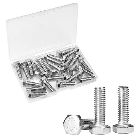 25 Pcs M6 Hex Bolts M6-1.0 x 20mm Hex Head Screw Bolt