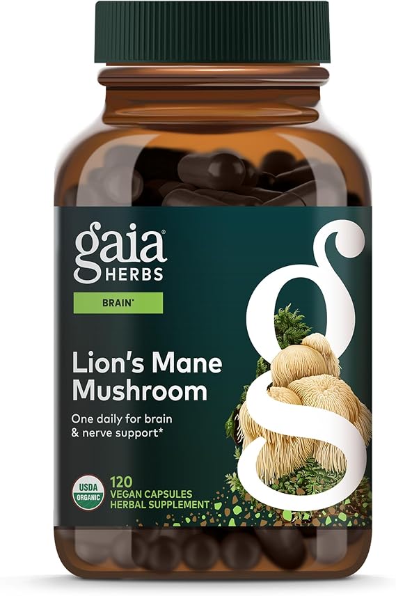 Gaia Herbs Lion's Mane Mushroom, 120 Vegan Capsules, 120 Servings