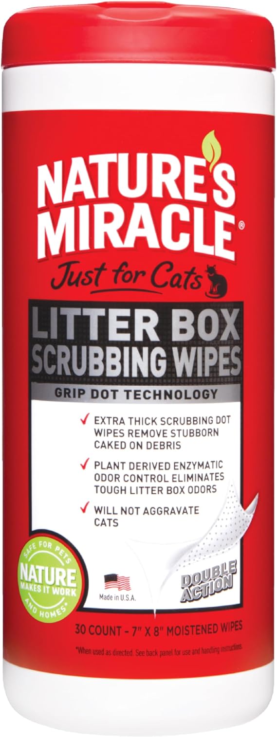 Nature's Miracle Just for Cats Litter Box Scrubbing Wipes, 30 Count (NM-5574)