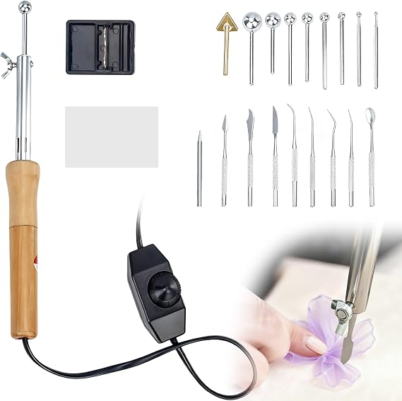 ZOYACREATE Fabric Flower Maker, Electric Mini Iron DIY Kit with 18 Tips