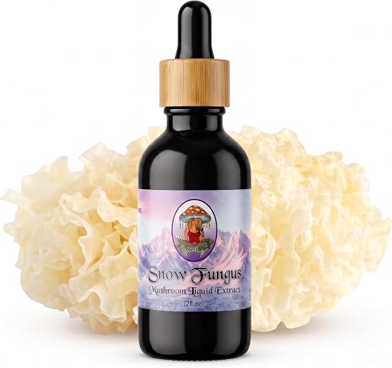 Snow Fungus Tremella Mushroom Extract Tincture, 2 fl oz (60ml) Liquid Drops, Skin Hydration & Collagen Support, Dual Extracted from 100% Fruiting Bodies, Vegan Non-GMO, Third Party Tested