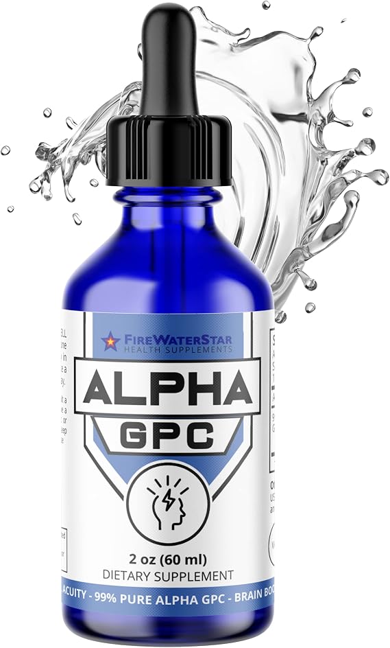 FWS Alpha GPC, 300 mg Liquid Alpha GPC Choline, Organic, Non-GMO, Fast Acting Nootropic Brain Supplement for Memory and Focus, Supports Healthy Brain Function for Mental Clarity