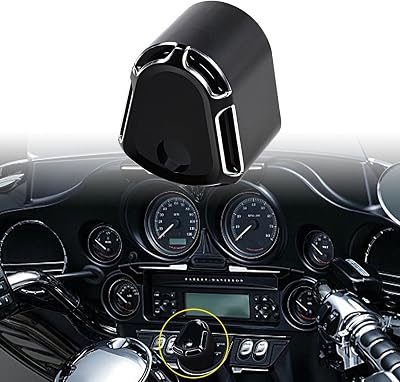 KATUR CNC Ignition Switch Cover Motorcycle CNC Accessory Edge Cut Billet Aluminum Compatible with Har Ley Touring Street Road Glide 2007-2013Black