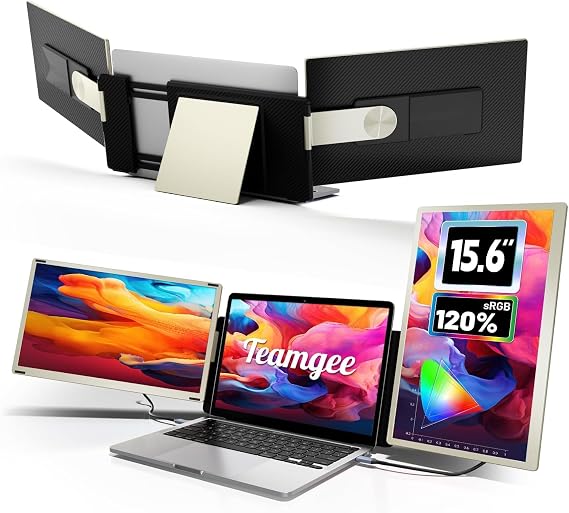 Teamgee 15.6 Inch Laptop Screen Extender FHD 120% sRGB Tri-Screen Monitor