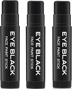 Eye Black Stick for Sports, 3pcs Anti-Glare Under Eye Sports Grease Stick for Baseball Softball Soccer Lacrosse Hockey Athletes Sports Training, Water-Proof Eye Black Stick for Athletes (Black)