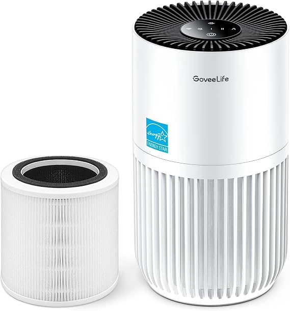 GoveeLife Smart Air Purifiers for Bedroom, True Air Purifiers Bundle with Replacement Filter 1 Pack