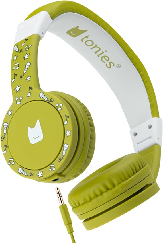 Tonies Foldable Wired Headphones for Kids - Comfortably Designed to fit On-Ear - Works with Toniebox 1 and All 3.5mm Devices - Green