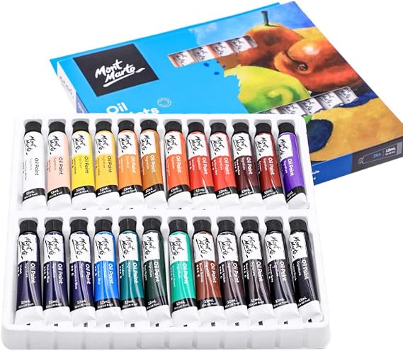 Mont Marte Oil Paint Set Signature 24pc x 0.4oz, Good Coverage, Good Tinting Strength, for Beginners, Students and Artists