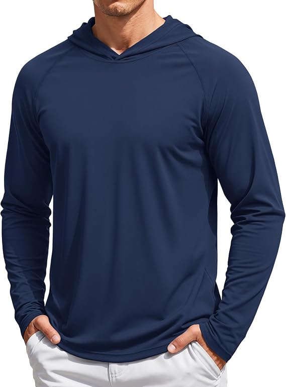 TACVASEN Men's Long Sleeve Active T-Shirts UPF 50+ Hoodies Sun Protection Shirt Lightweight Quick Dry Rash Guards