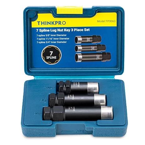 7 Spline Lug Nut Socket Set, 3 Piece Lug Nut Key 5/8 11/16 3/4