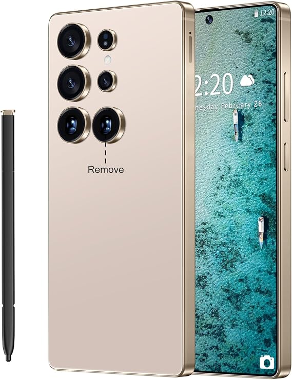 SZV I25 Ultra Unlocked Cell Phone,12+512GB 5G Unlocked Phone, Built in Pen Android 14 Battery 7000mAh 6.99" HD Screen Smartphone, Dual SIM/Face ID/Fingerprint Lock/GPS (Gold, 12+512G)