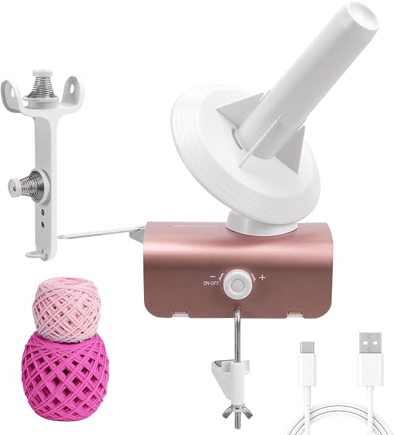 10oz Large Capacity Electric Yarn Winder, Heavy-Duty Rose Gold