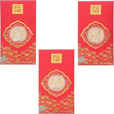 LOGOFUN 12pcs Chinese New Year Envelopes 2025 Year Snake Red Packet Spring Festival Money Pocket for 2025 Chinese New Year Supplies