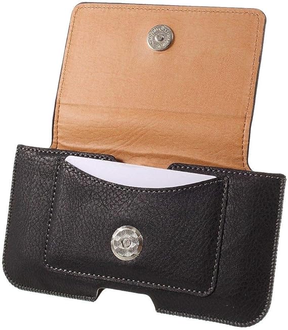 Leather Horizontal Belt Clip Case with Card Holder for Nokia E72 - Black