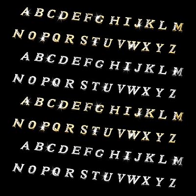 104 Pcs Rhinestone Letters Nail Studs Nail Charms, Letters Nail Rhinestones Decoration Alphabet 3D Nail Charms, Silver Gold Nail Jewels Nail Charms Y2K, Nail Accessories for Nail Art Manicure Supplies