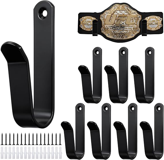 8Pcs Wrestling Belt Wall Mount Display Holder Set, Perfect for WWE Belt Hanger Organizer, Secure Wall Rack for Wrestlers Championship Hanging Display