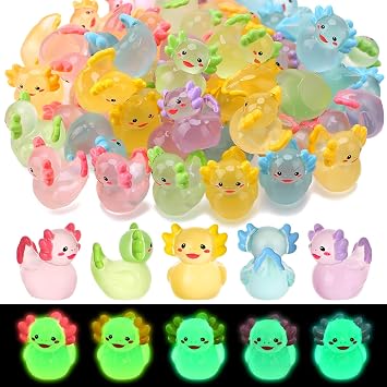 50 Pcs Axolotl Ducks Toy Figures, Mini Axolotl Resin Ducks Bulk, Tiny Axolotls Figurine Dress up Duck Toy for Party Favors (Multicolor)
