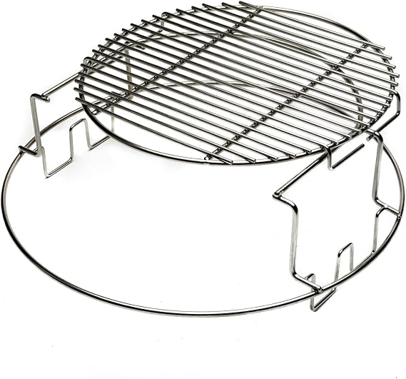 Replacement BGE 2-Piece Multi-Level Rack for Large Green Egg, Stainless EGGspander Kit - Multi-Function Cooking System Expander Grill Stack Rack Works for Direct and Indirect Cooking